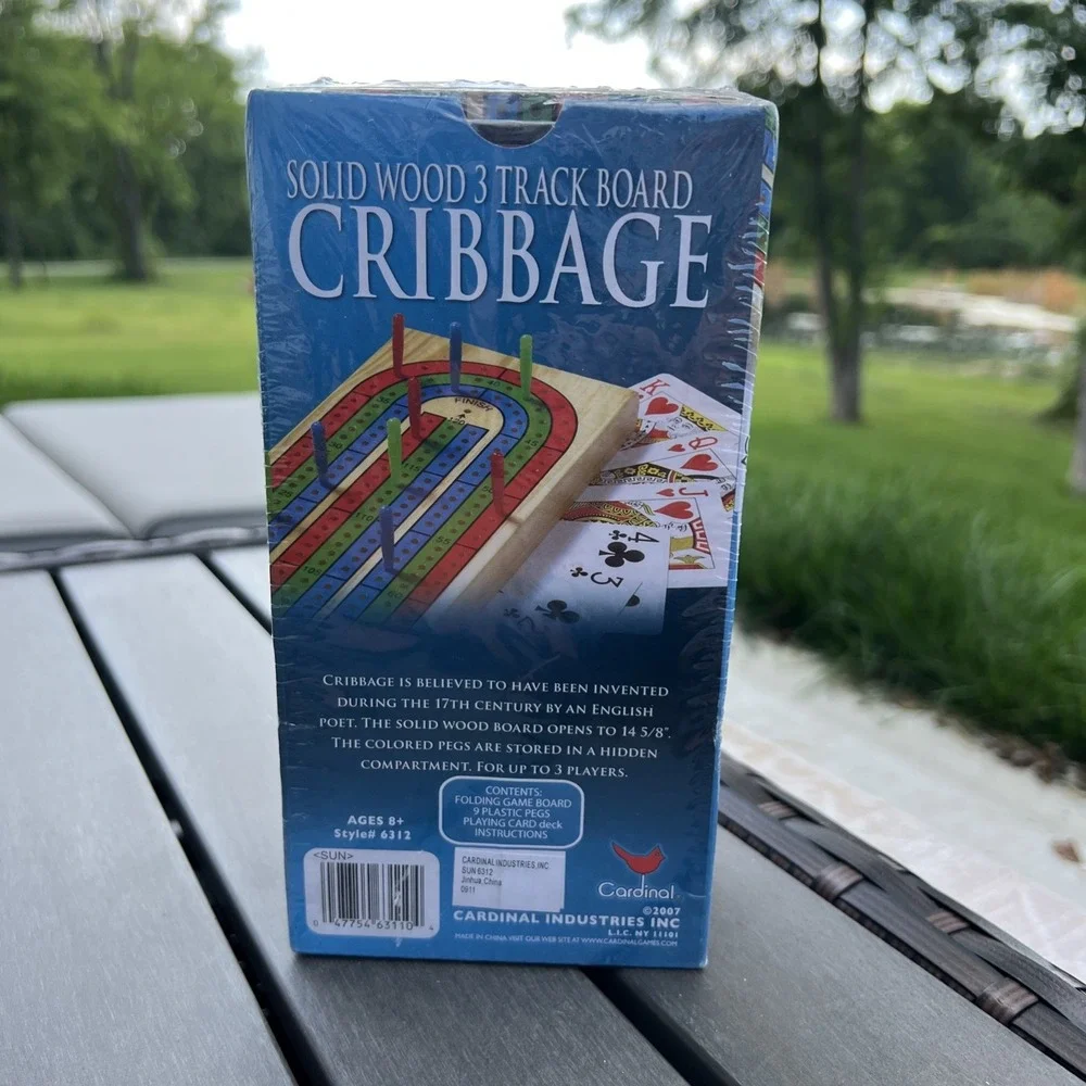 Classic Games Solid Wood Cribbage‎ Board 3 Track NEW Sealed Cardinal